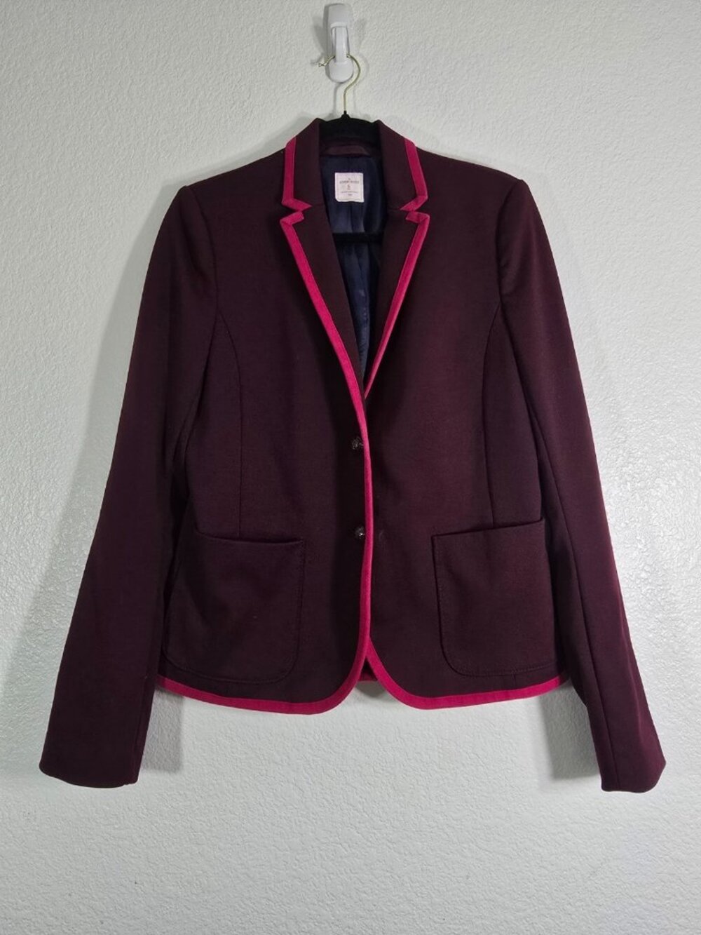 Gap The Academy Blazer Women Size 6 Burgundy Button Lined Preppy Old Money Work